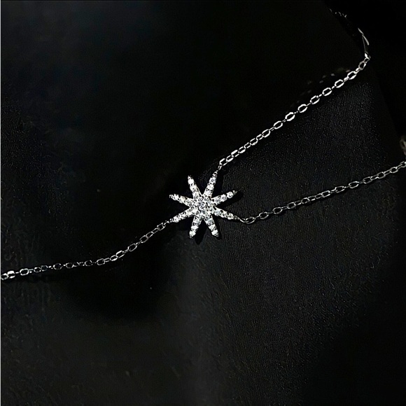 Sterling Silver Dainty Star Necklace, CZ Necklace, North Star Crystal - Picture 11 of 11